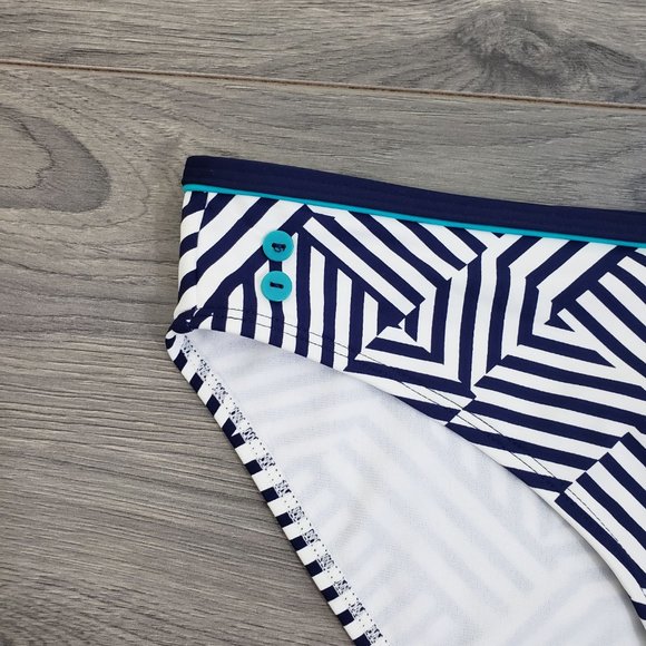 Cleo by Panache Lucille Classic Geometric Striped Bikini Bottom Size Medium - Picture 3 of 9